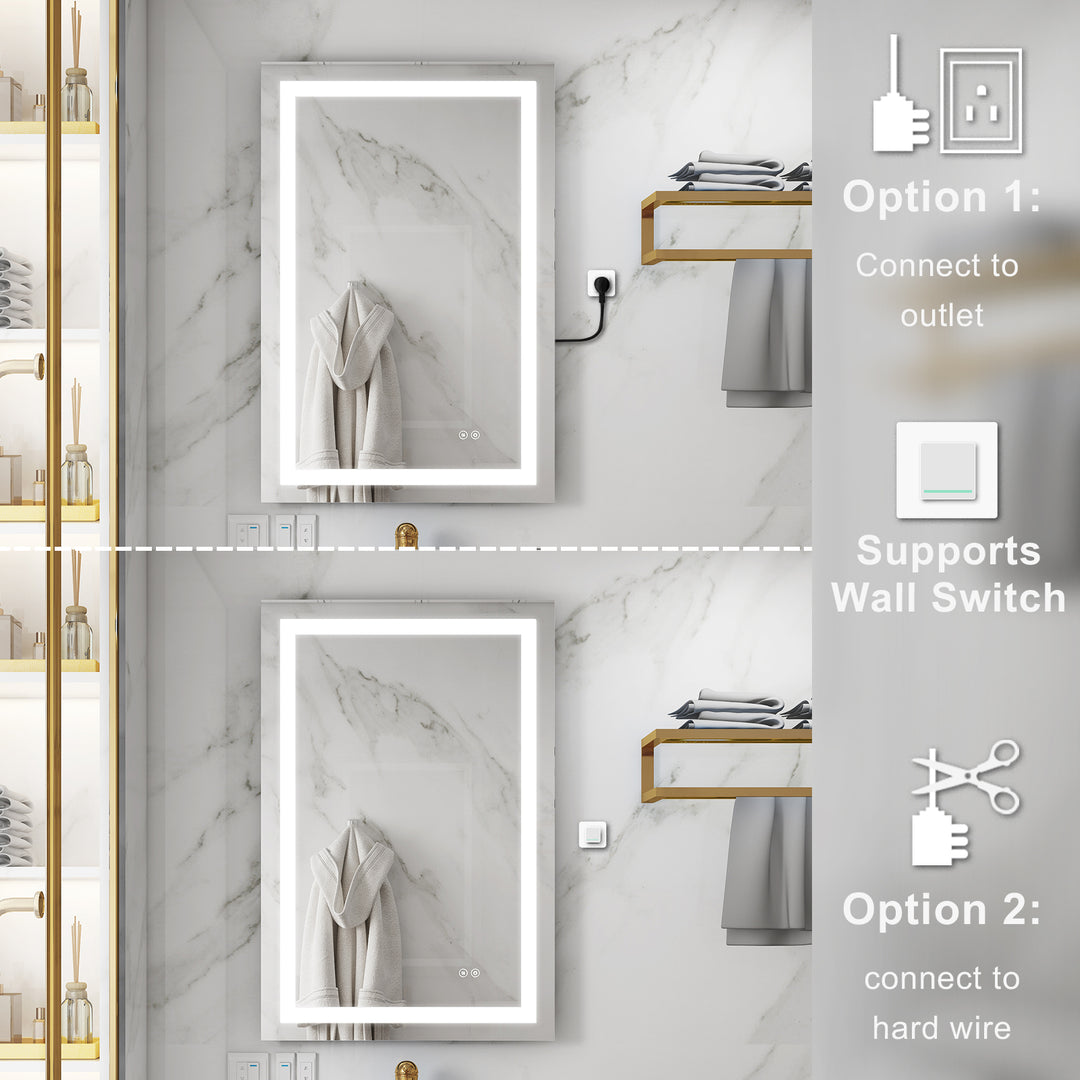 24 in. W x 36 in. H Rectangular Frameless Anti-Fog LED Light Bathroom Vanity Mirror in Aluminum