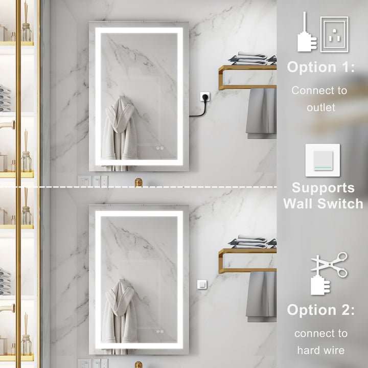 24 in. W x 36 in. H Rectangular Frameless Anti-Fog LED Light Bathroom Vanity Mirror in Aluminum