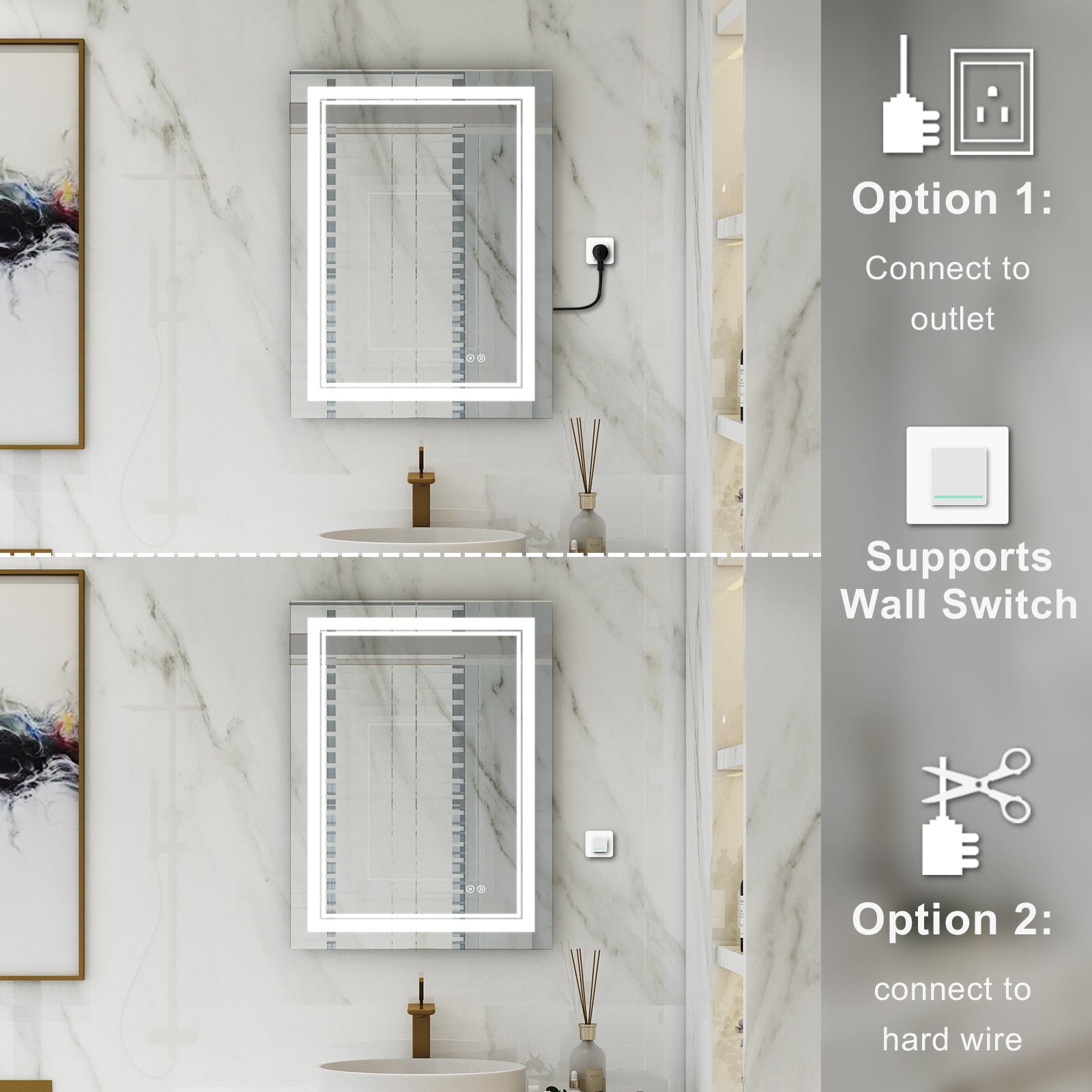 Anti-Fog LED Light Dimmable Bathroom Vanity Mirror