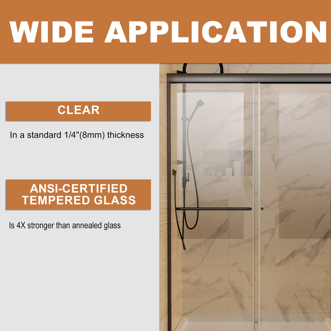 60 in. W x 70 in. H Sliding Framed Shower Door Finish with Clear Glass
