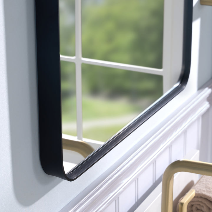 30-in W x 36-in H Black Rectangular Framed Bathroom Vanity Mirror