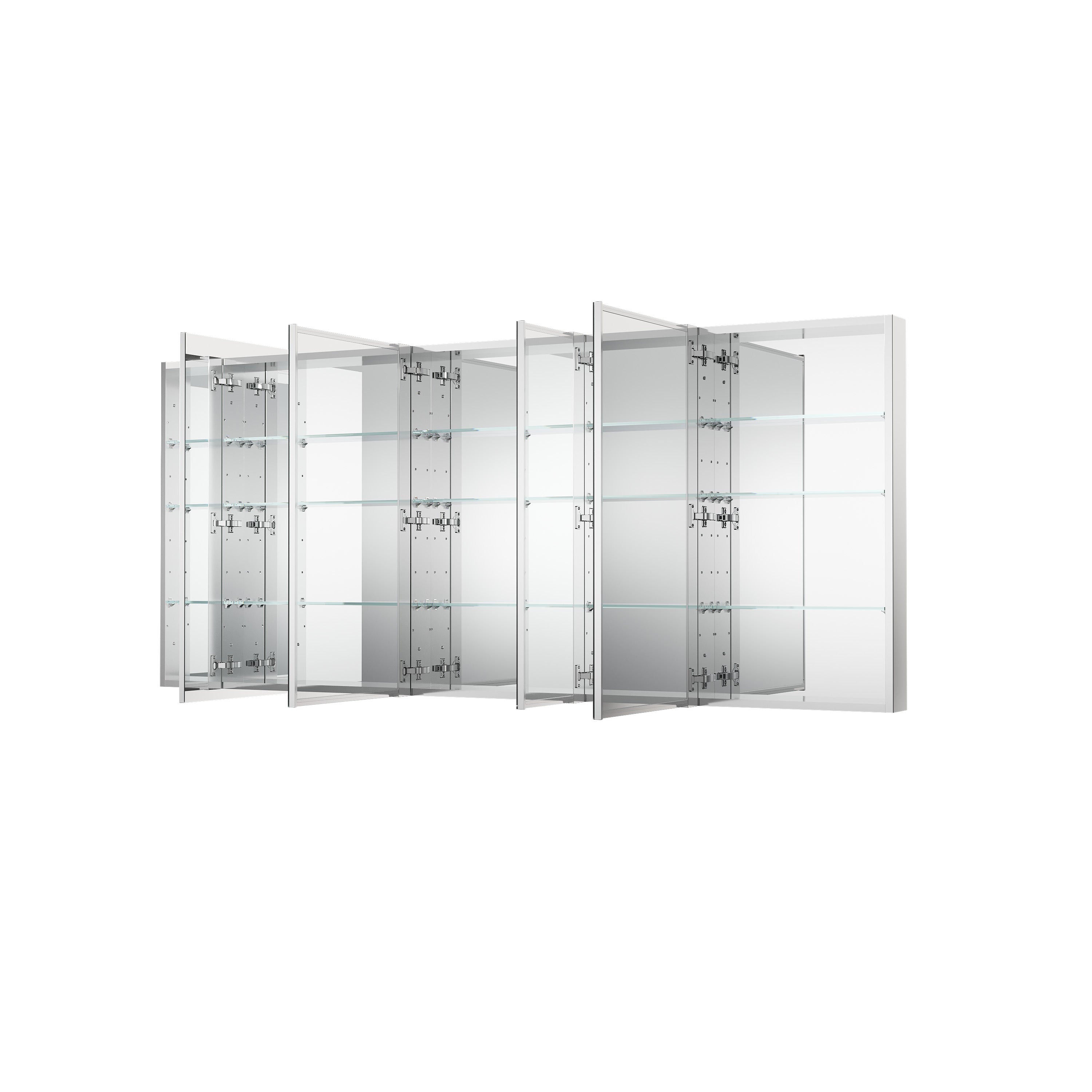 84 in. ×36 in. Copper-Free Tri-Views Mirror Medicine Cabinet with Adjustable Shelves and 5 Swing Doors