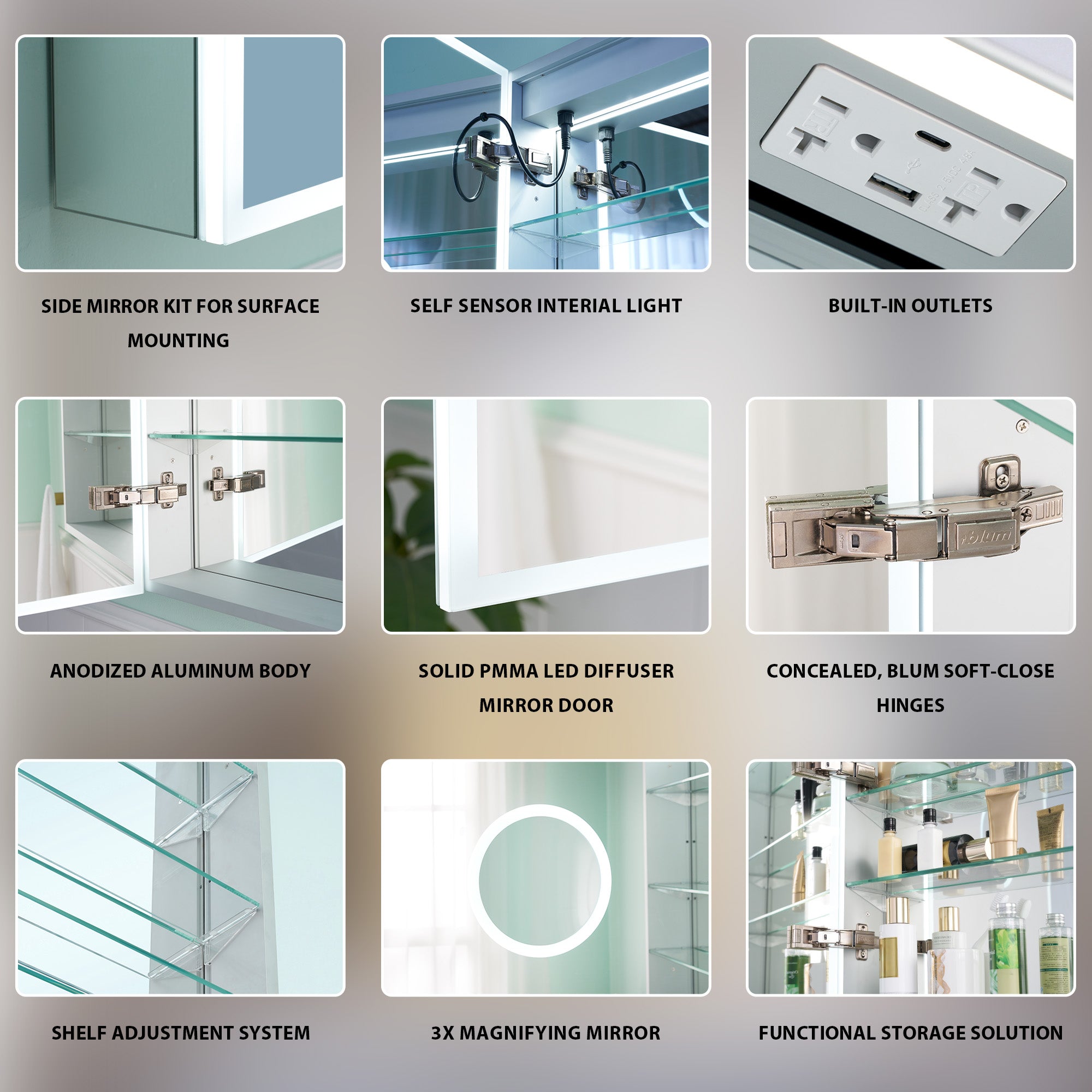 30 in. x 36 in. Recessed/Surface Mount LED Medicine Cabinet with 3X Magnifier Glass Mirror and Dual Doors