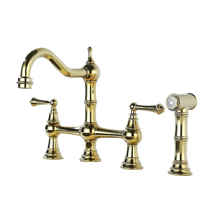 2 Handles 4 Holes Antique Classic Heritage Deck-Mount Kitchen Sink Faucet