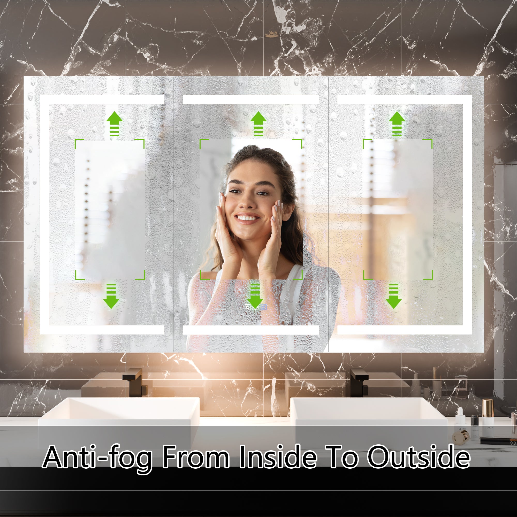 WELLFOR 66 in. x 36 in. Recessed/Surface Mount Right Medicine Cabinet with 5X Magnifier Mirror and Night Light