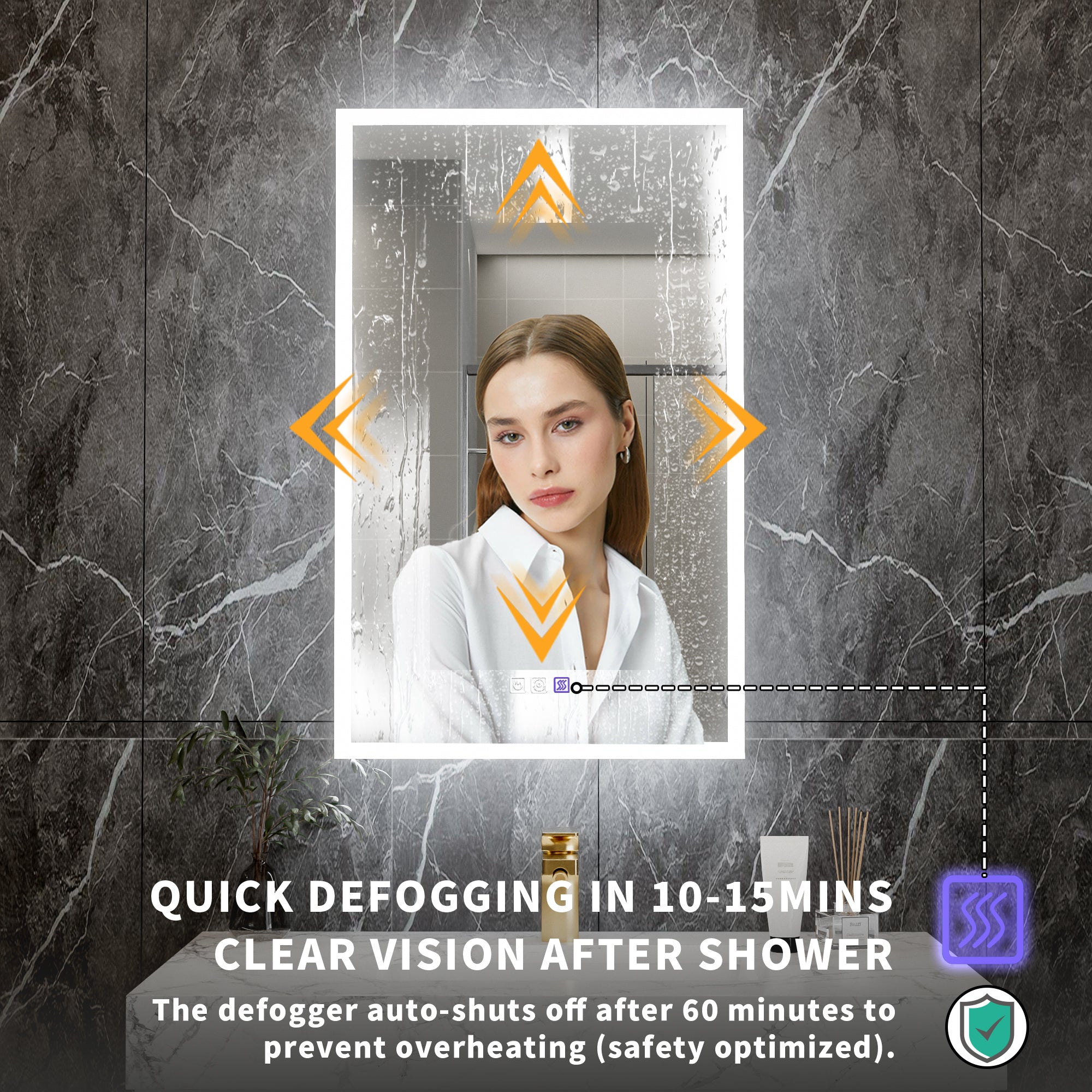 20 in. x 32 in. Recessed/Surface Mount Right LED Medicine Cabinet with 5X Magnifier Mirror, Aluminum Frame