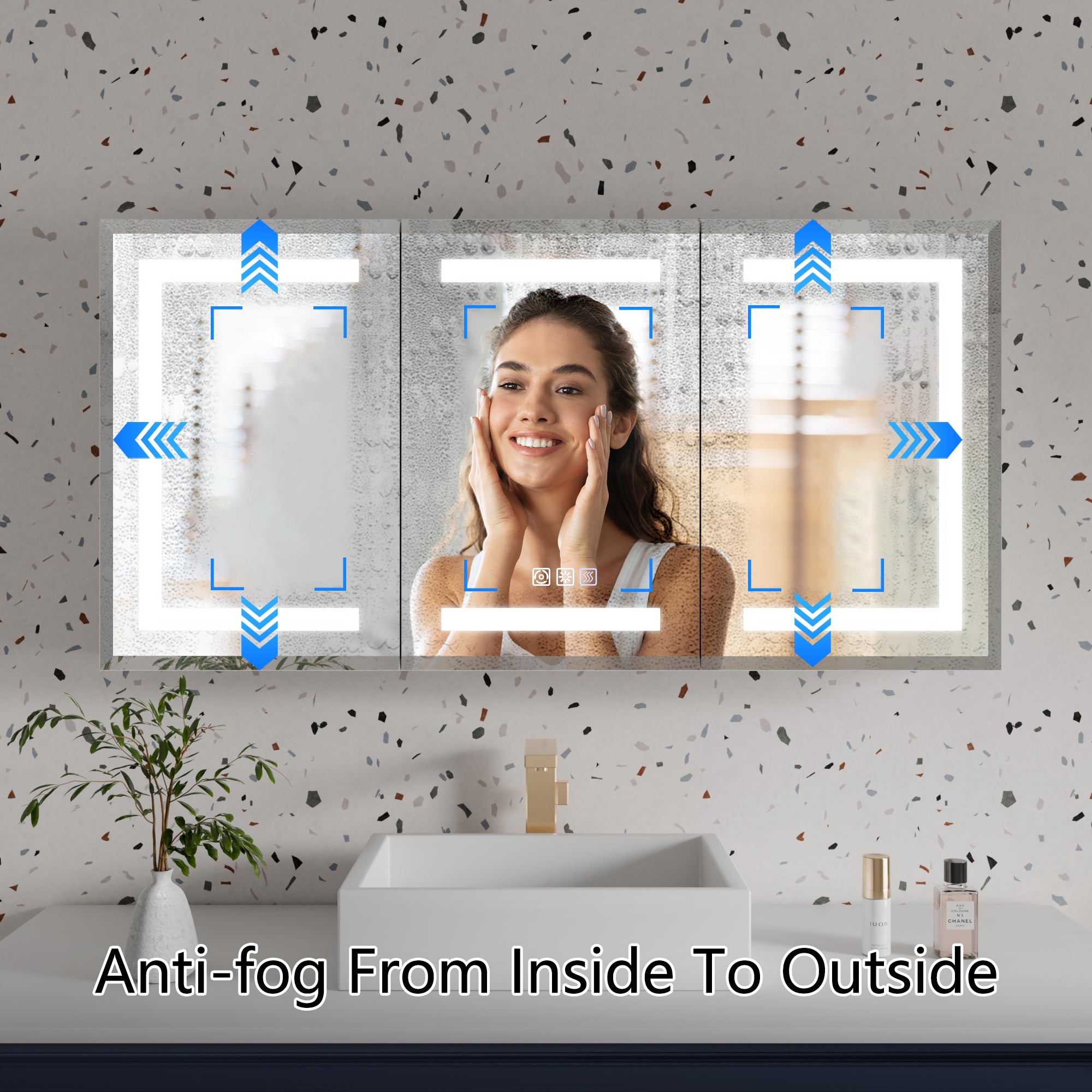 48 in. x 24 in. Aluminum Beveled Edge LED Medicine Cabinet, Recessed/Surface Mount