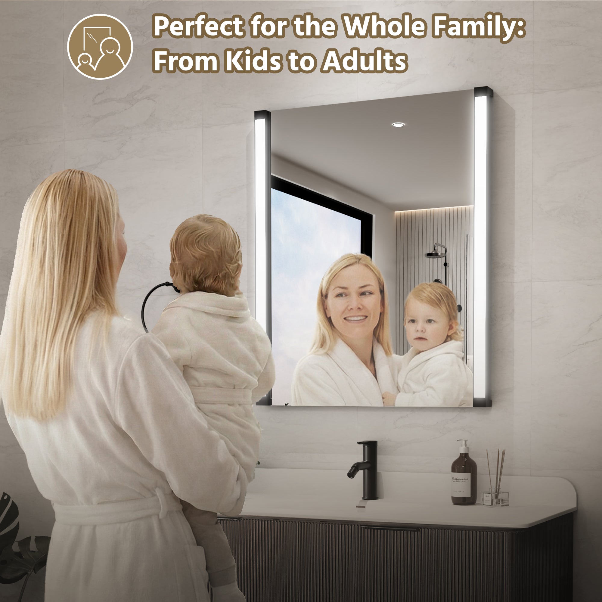 30 In. X 36 In. LED Bathroom Mirror With 270 Degrees Swivel Function, Dimmable Lighting & Memory Function