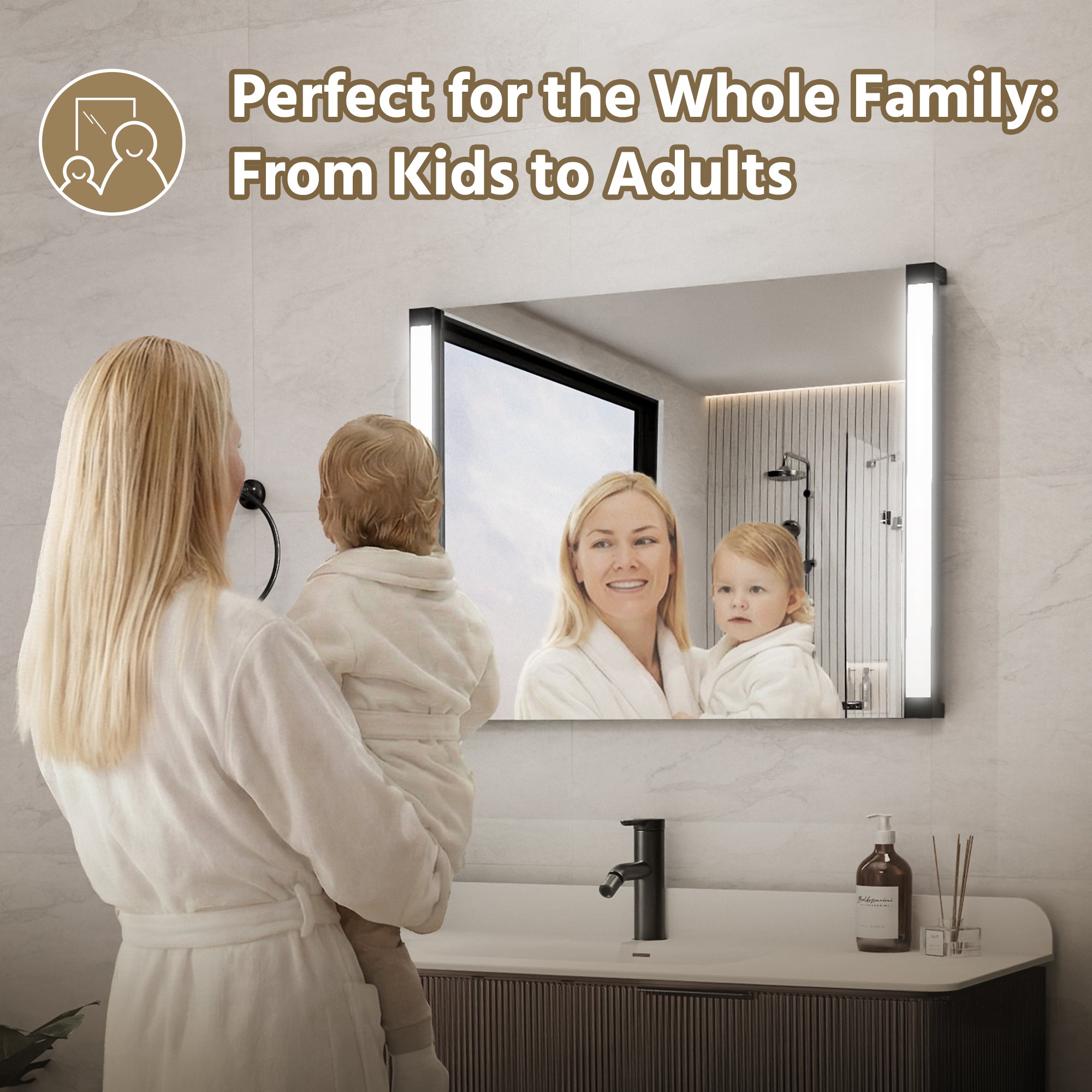 32 In. X 24 In. LED Bathroom Mirror With 270 Degrees Swivel Function, Dimmable Lighting & Memory Function