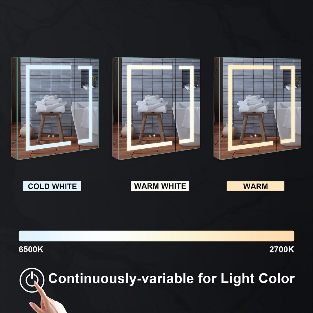 36" x 30" LED Lighted Surface/Recessed Mount Aluminum Mirror Medicine Cabinet Anti-Fog Dimmable with Outlet