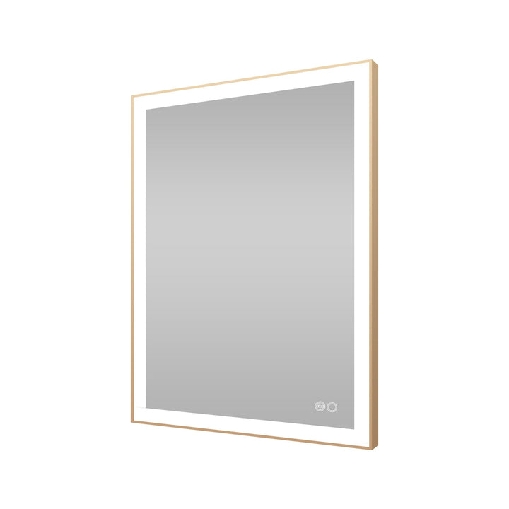 28 in. W x 36 in. H Aluminium Framed Rectangular LED Light Bathroom Vanity Mirror in Gold