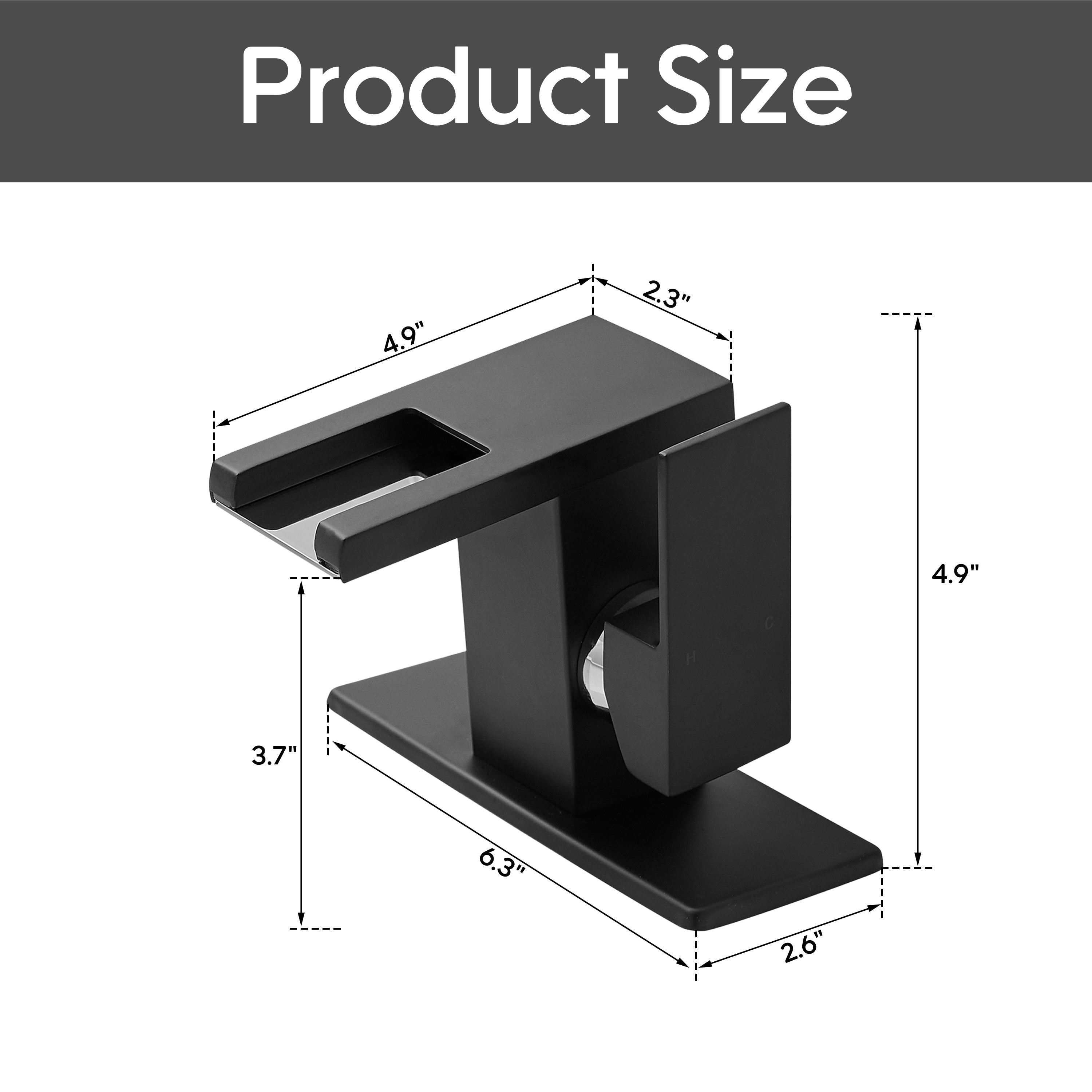 Single Handle LED Waterfall Bathroom Sink Faucet with Deck Plate, Temperature-Sensitive 3-Color Light