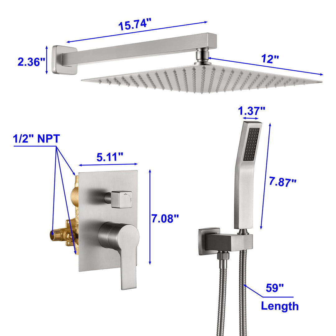 shower systems with rain head