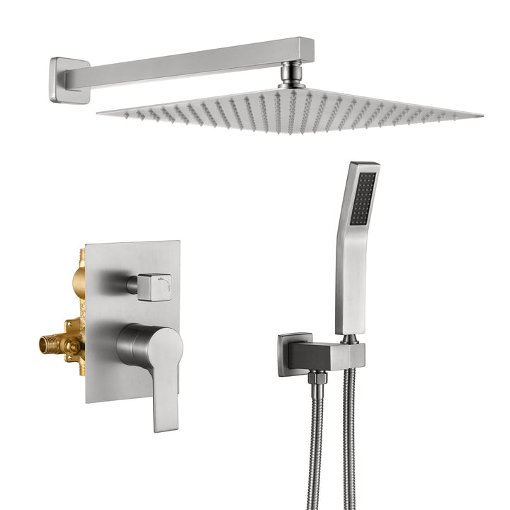 10 inch/ 12 inch   2-Spray Patterns with 1.8 GPM Wall Mount Dual Shower Heads with 360-Degree Rotation