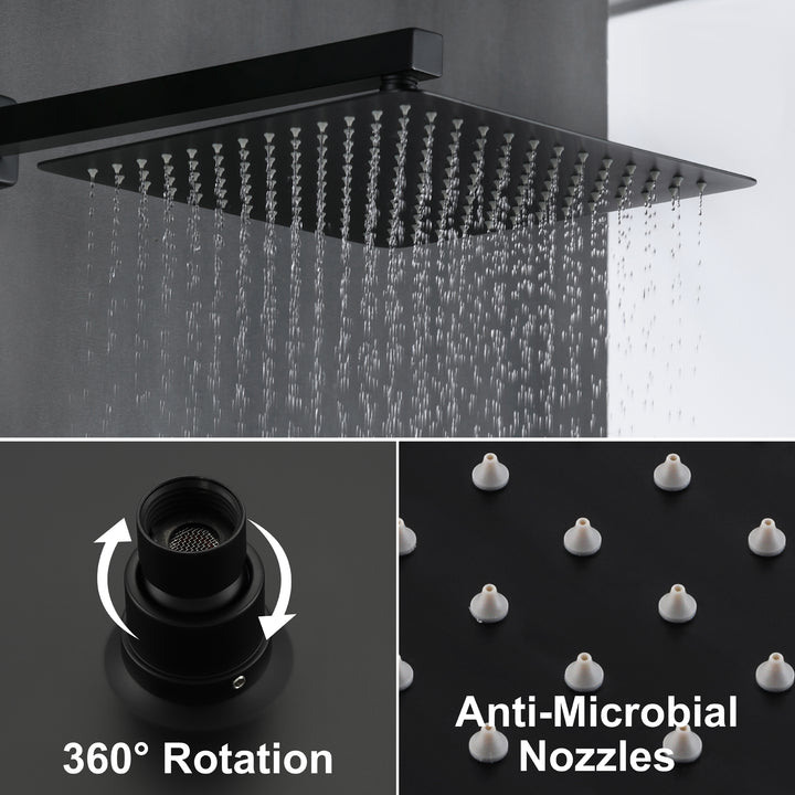 12 in. 3-Spray Patterns with 1.8 GPM Wall Mount Dual Shower Heads