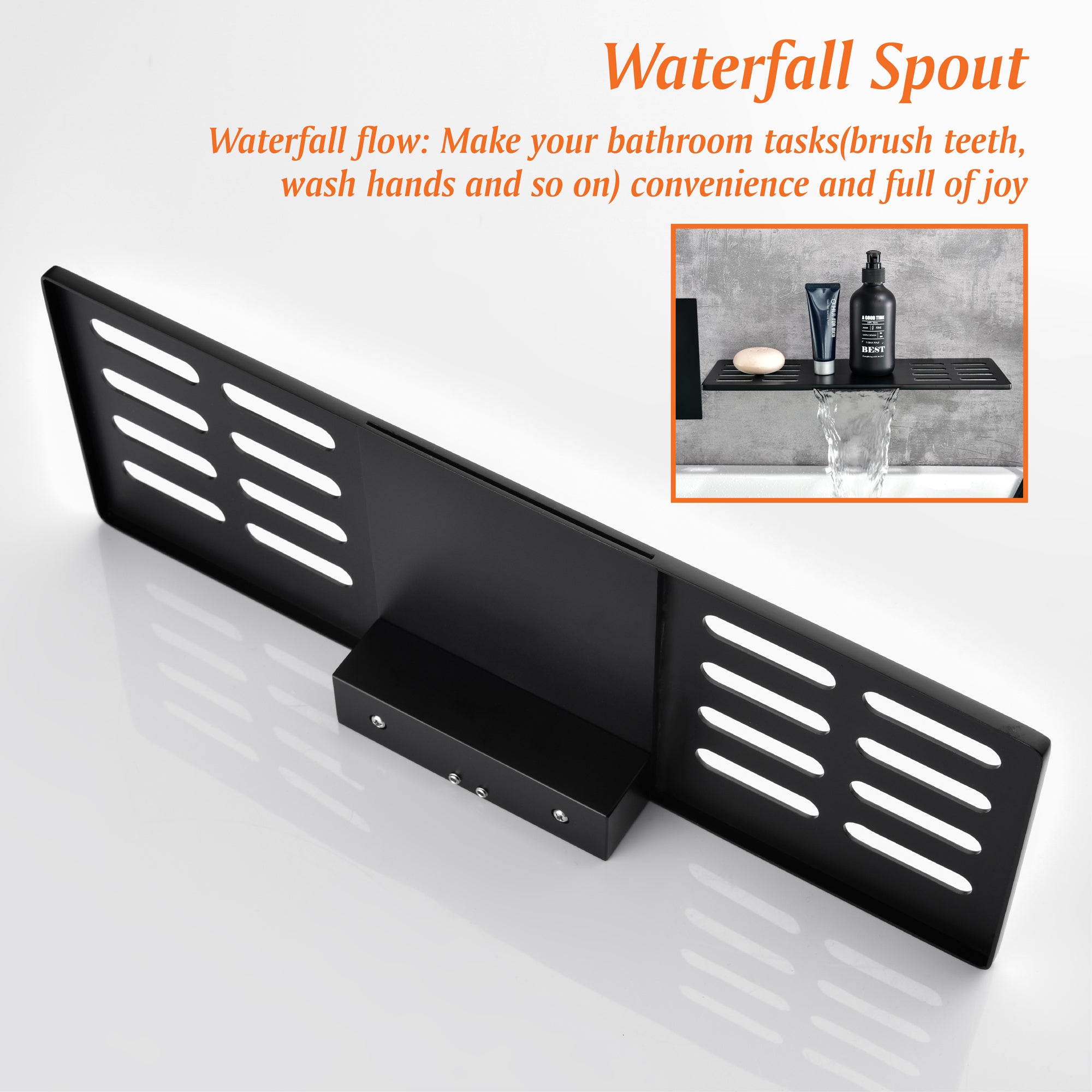 Single Handle Tub Faucet with Hand Shower and Openwork Platform