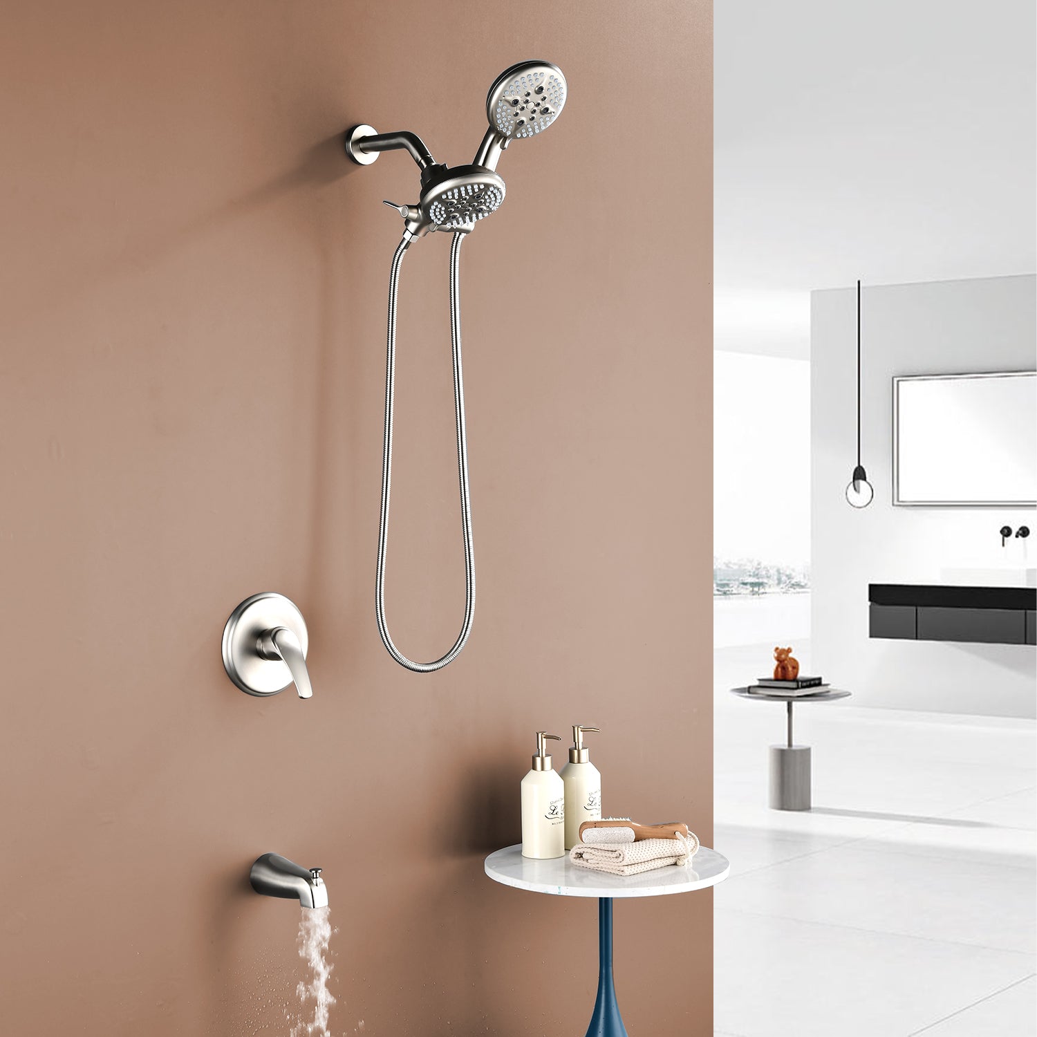 5 Spray Modes Rain Shower Head and Bathtub Faucet Set
