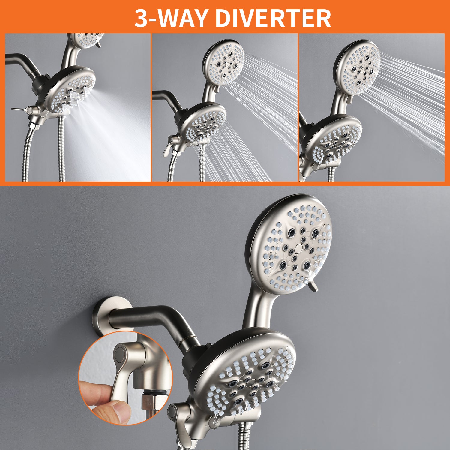 5 Spray Modes Rain Shower Head and Bathtub Faucet Set