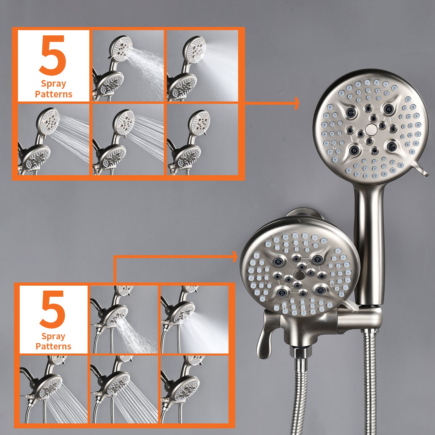 5 Spray Modes Rain Shower Head and Bathtub Faucet Set
