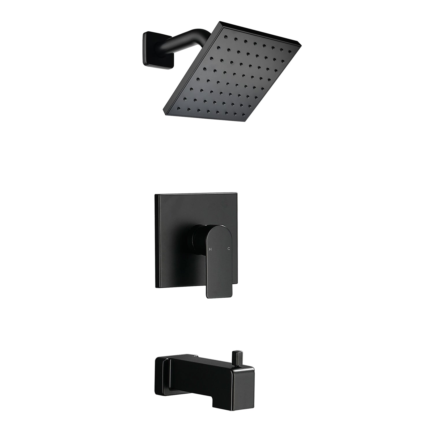 6-in Square ABS Square Top Spray Shower with Bathtub Faucet