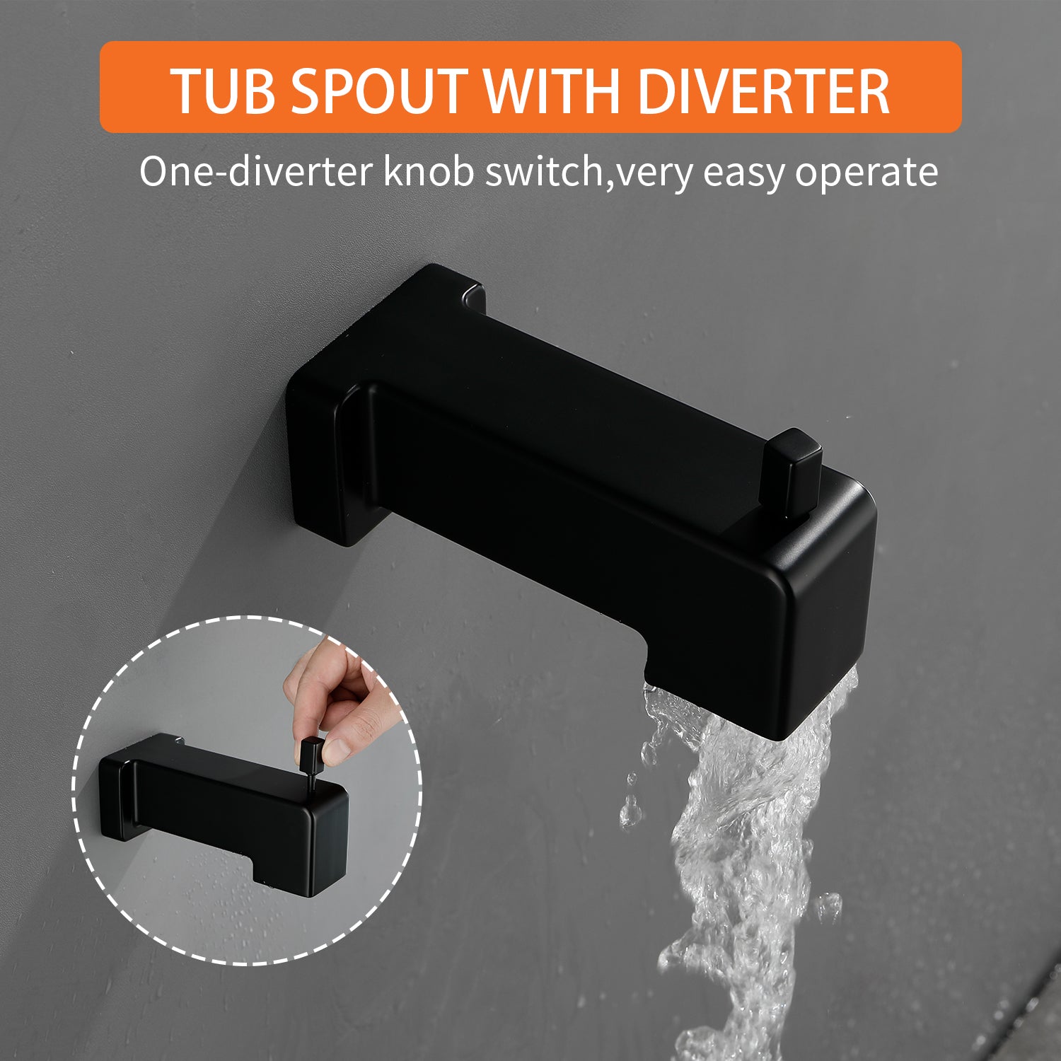 6-in Square ABS Square Top Spray Shower with Bathtub Faucet