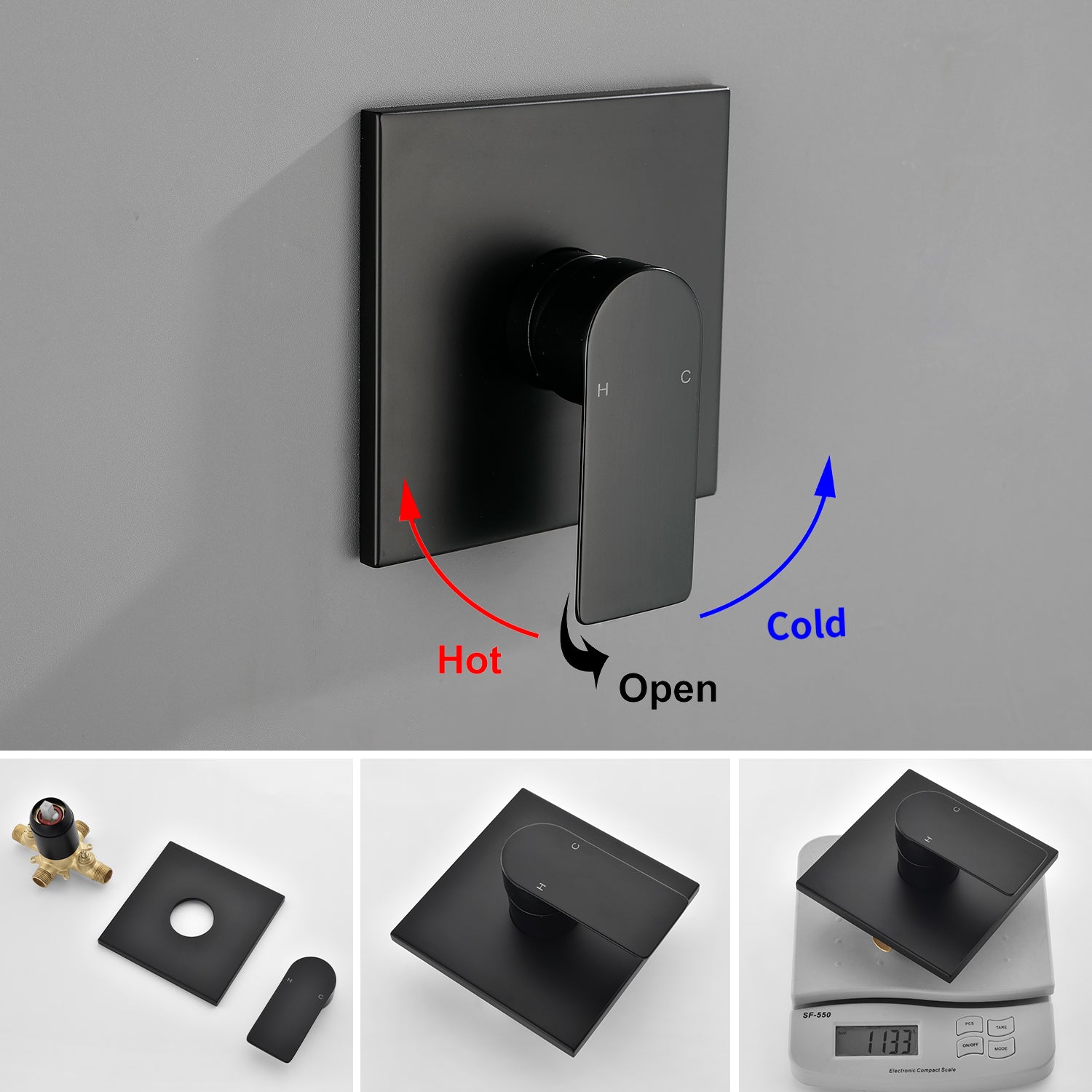6-in Square ABS Square Top Spray Shower with Bathtub Faucet