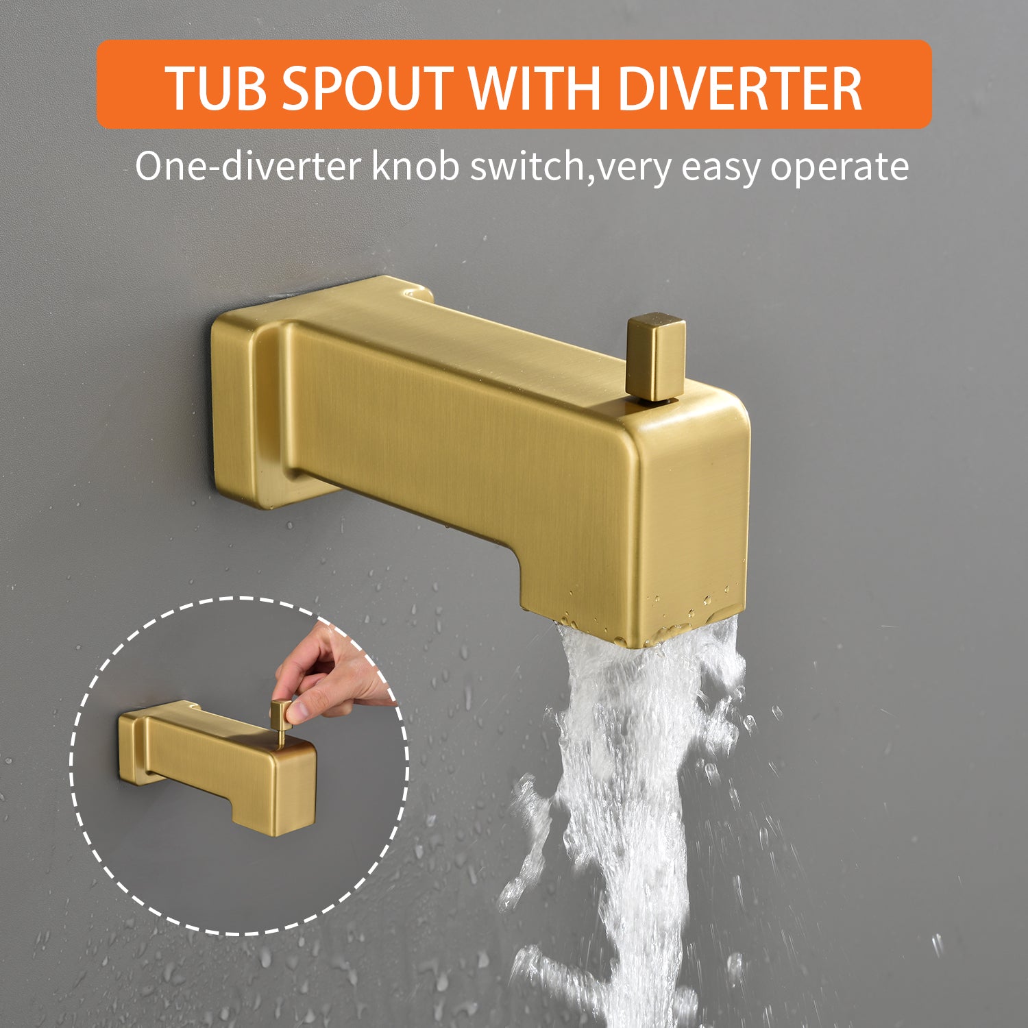 6-in Square ABS Square Top Spray Shower with Bathtub Faucet