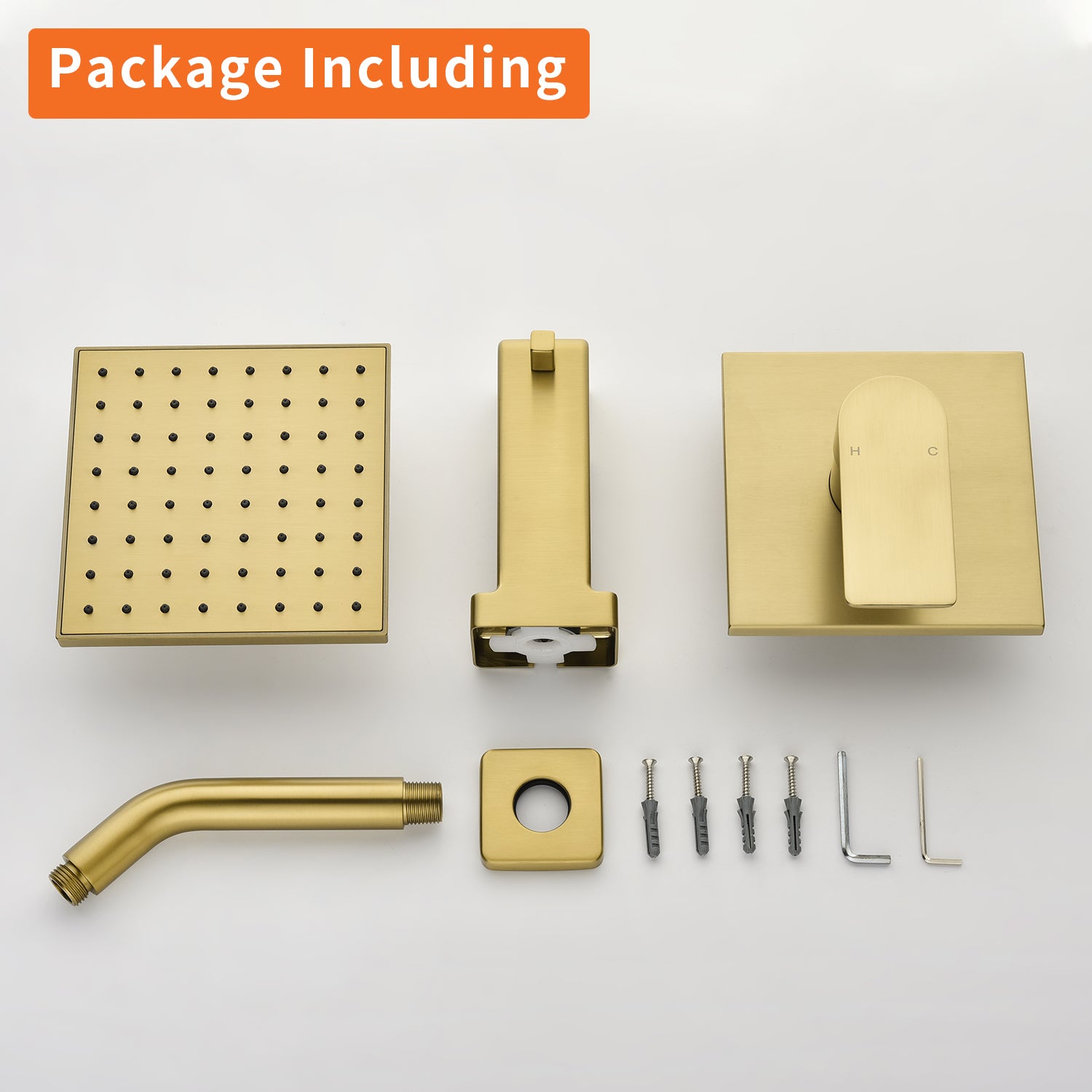 6-in Square ABS Square Top Spray Shower with Bathtub Faucet