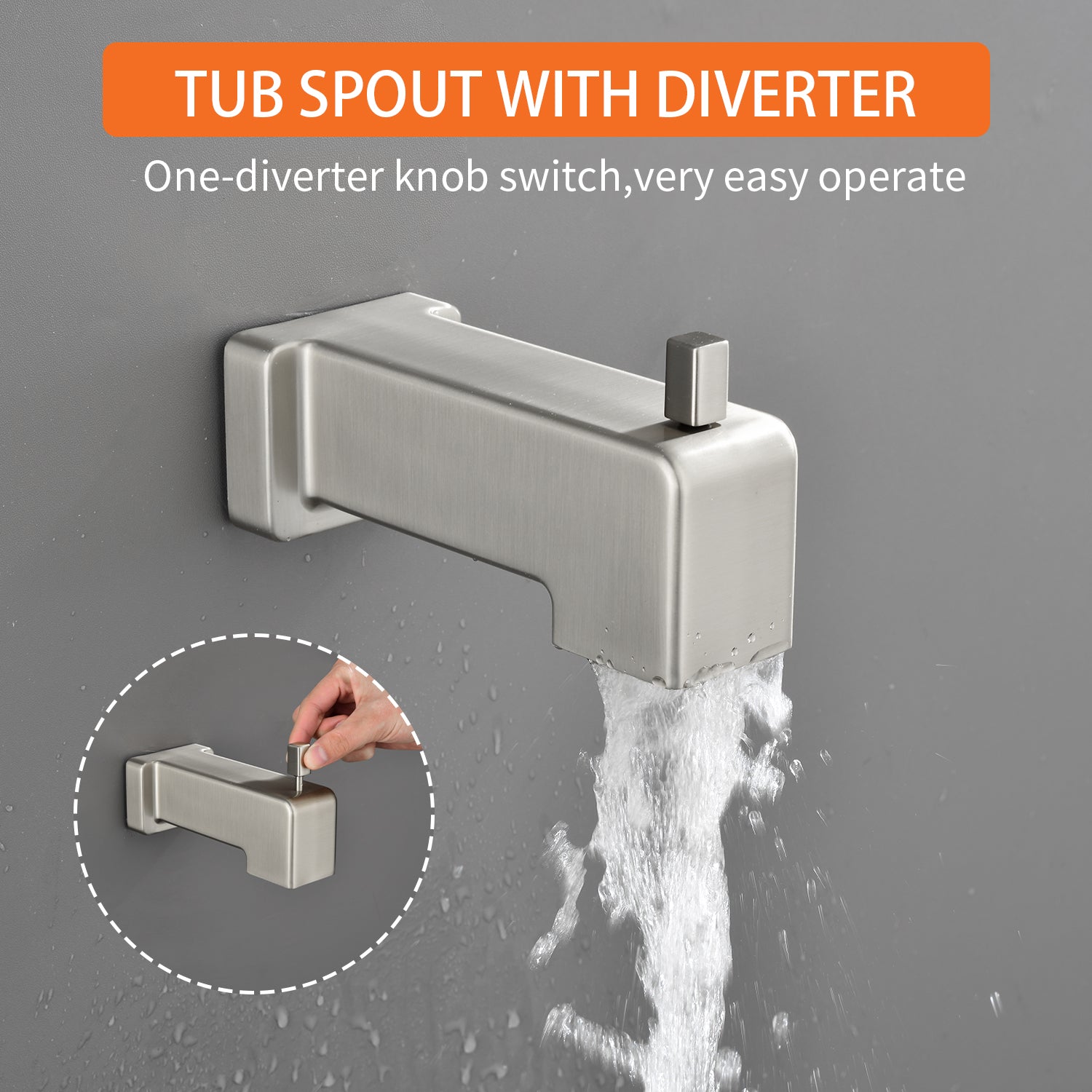 6-in Square ABS Square Top Spray Shower with Bathtub Faucet