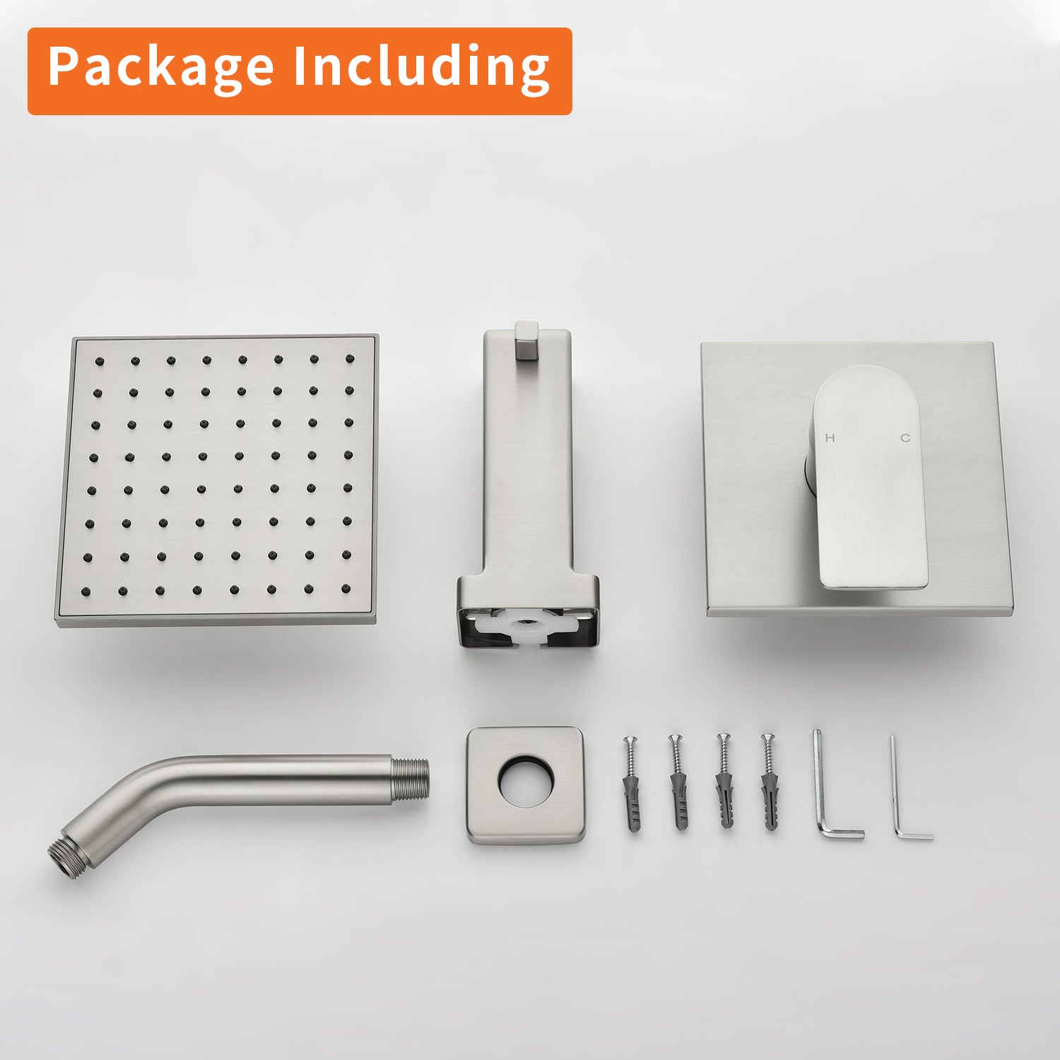 6-in Square ABS Square Top Spray Shower with Bathtub Faucet