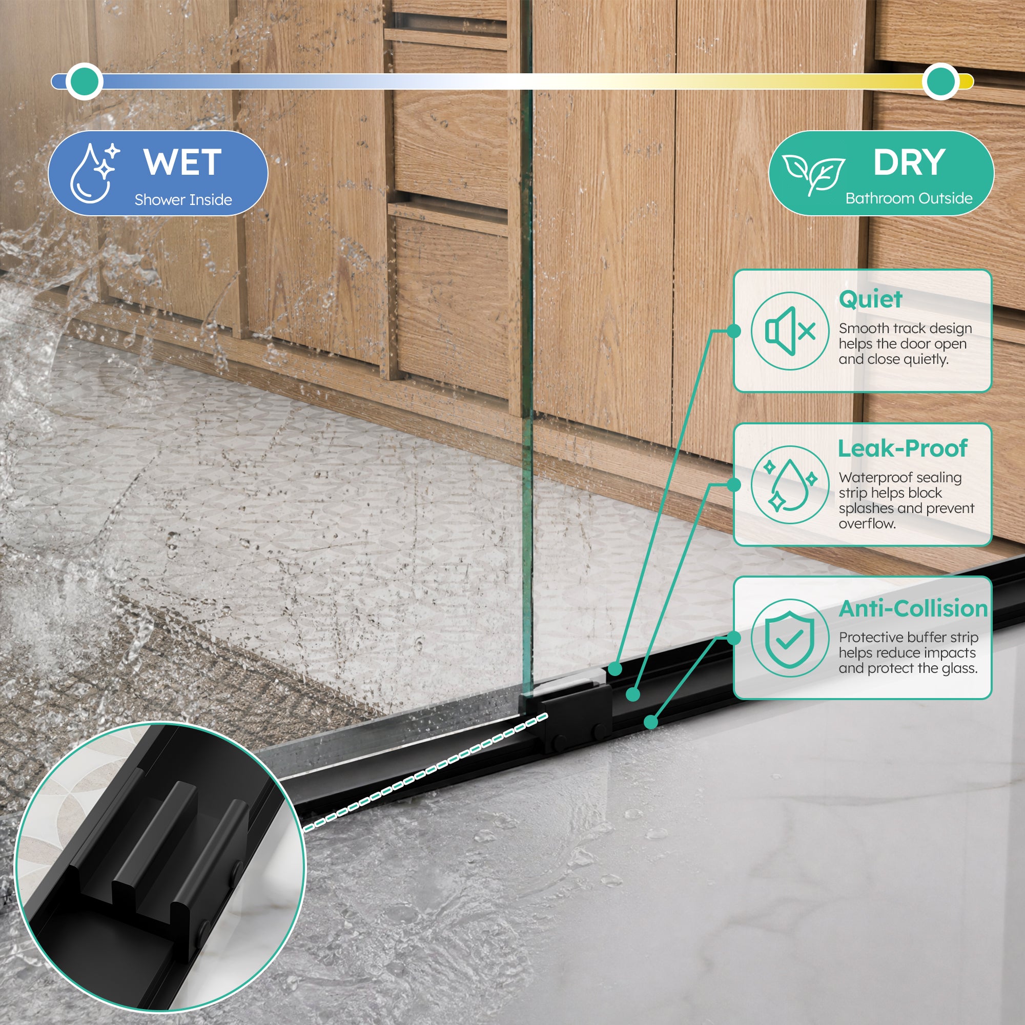 56–60 in. W x 60 in. H Framed Double Sliding Shower Door with 6mm Tempered Safety Glass