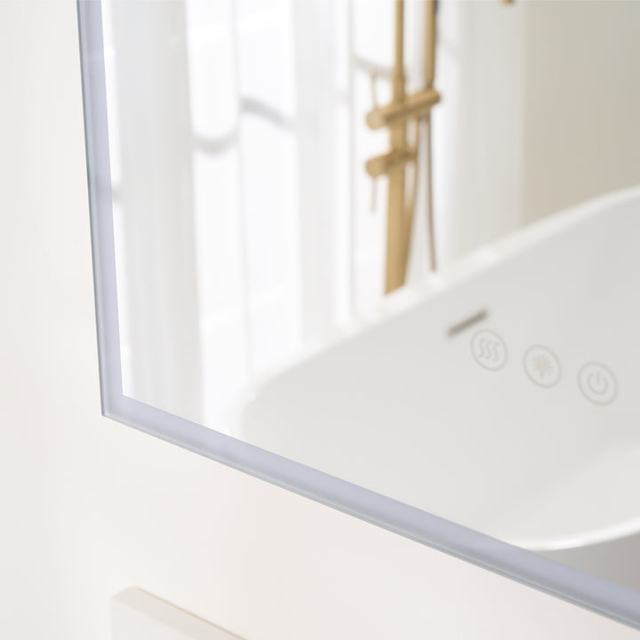 36 in. W x 28 in. H Rectangular Surface Mount LED Mirror Medicine Cabinet in Gray