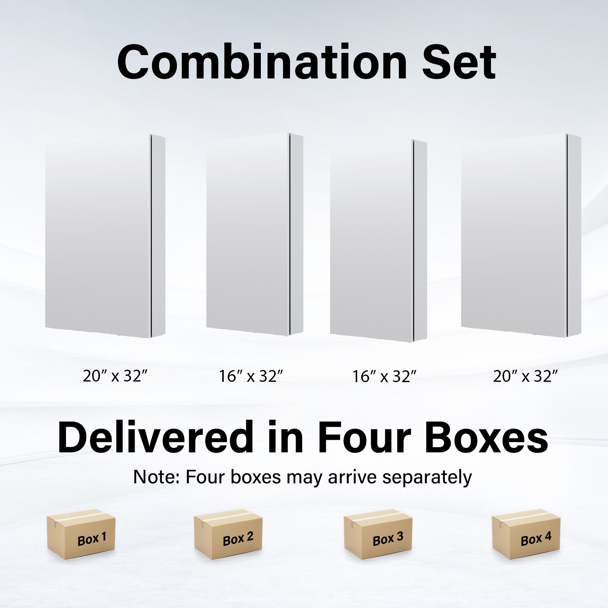 72 in.×32 in.H Copper-Free Mirror Medicine Cabinet with Soft-Close Blum® Hinges and 4 Doors