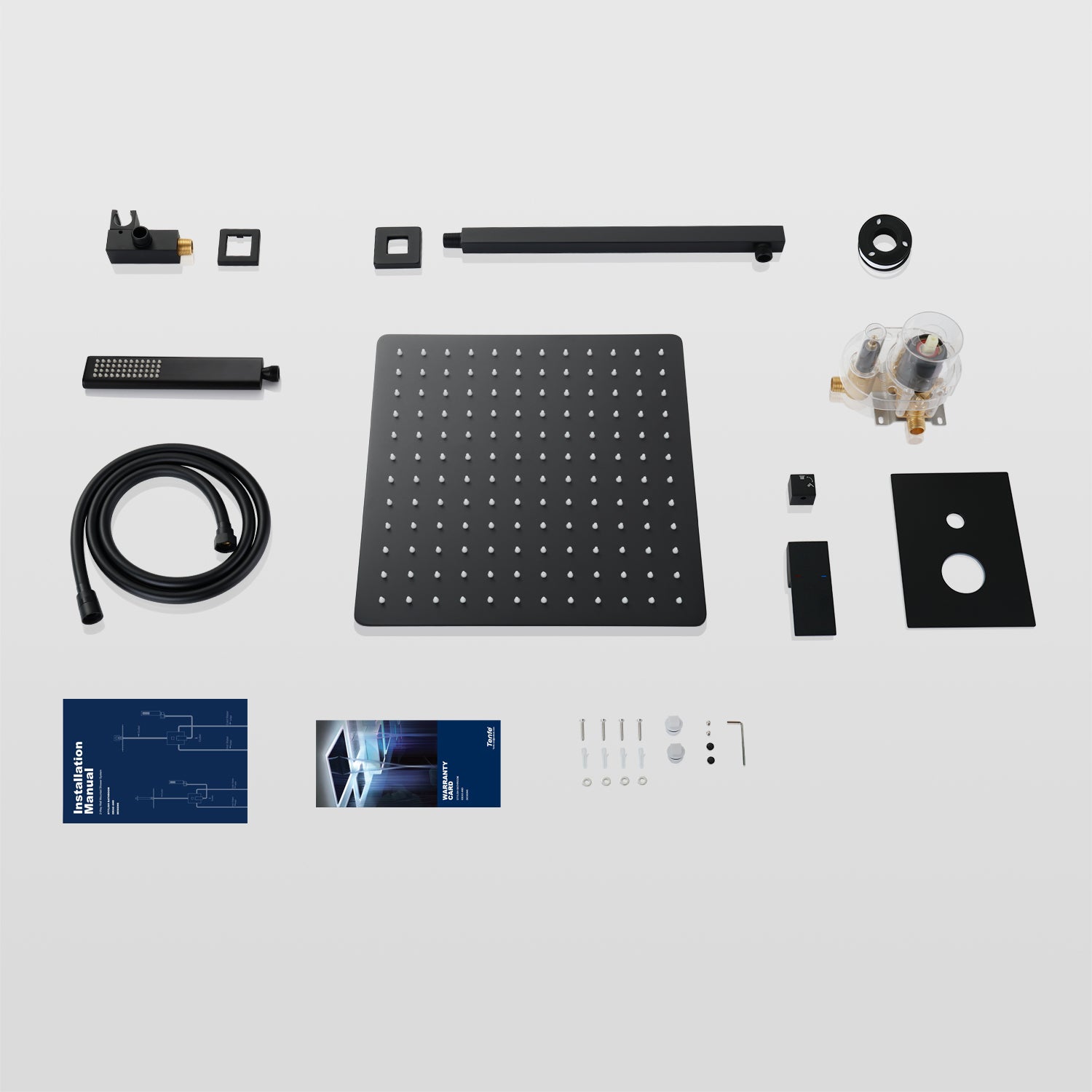 Male NPT Matte Black Shower System Faucet Set with 12 Inch Rain Shower Head