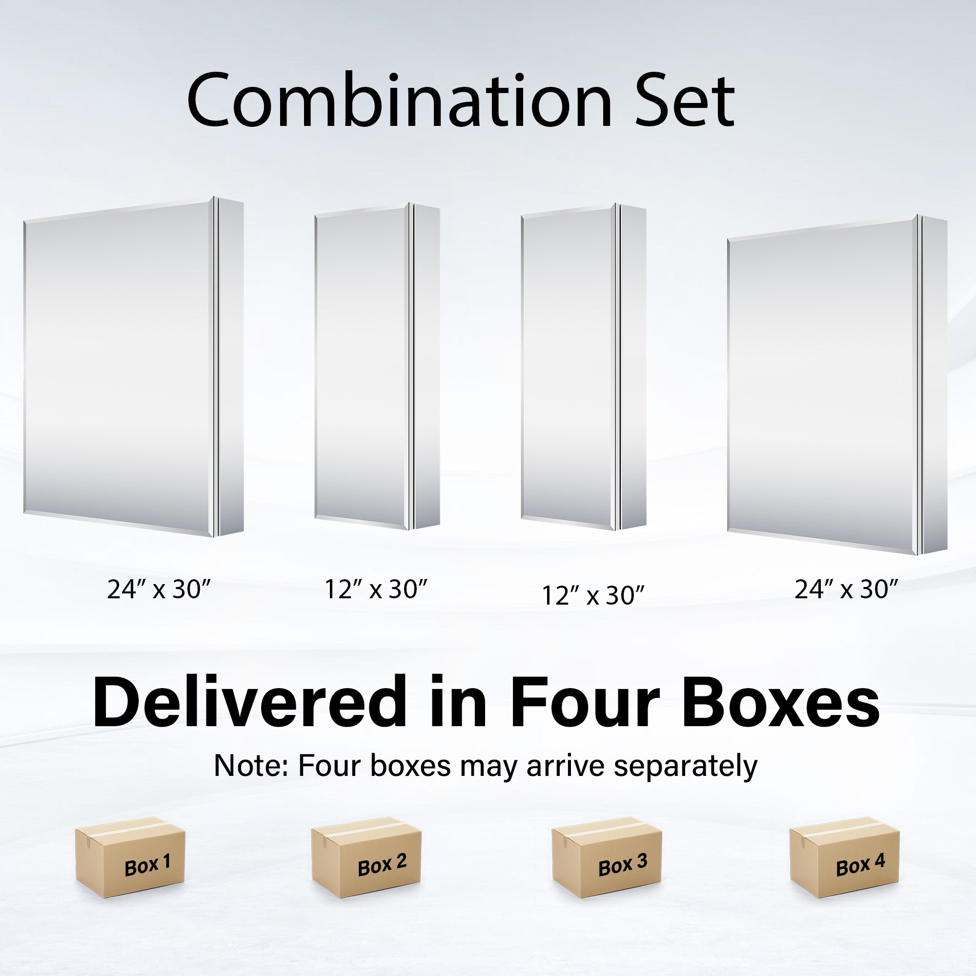 72 in.×30 in.H Aluminum Copper-Free Mirror Medicine Cabinet with Beveled Mirror Door, Recessed or Surface Mount, 12 Adjustable Shelves