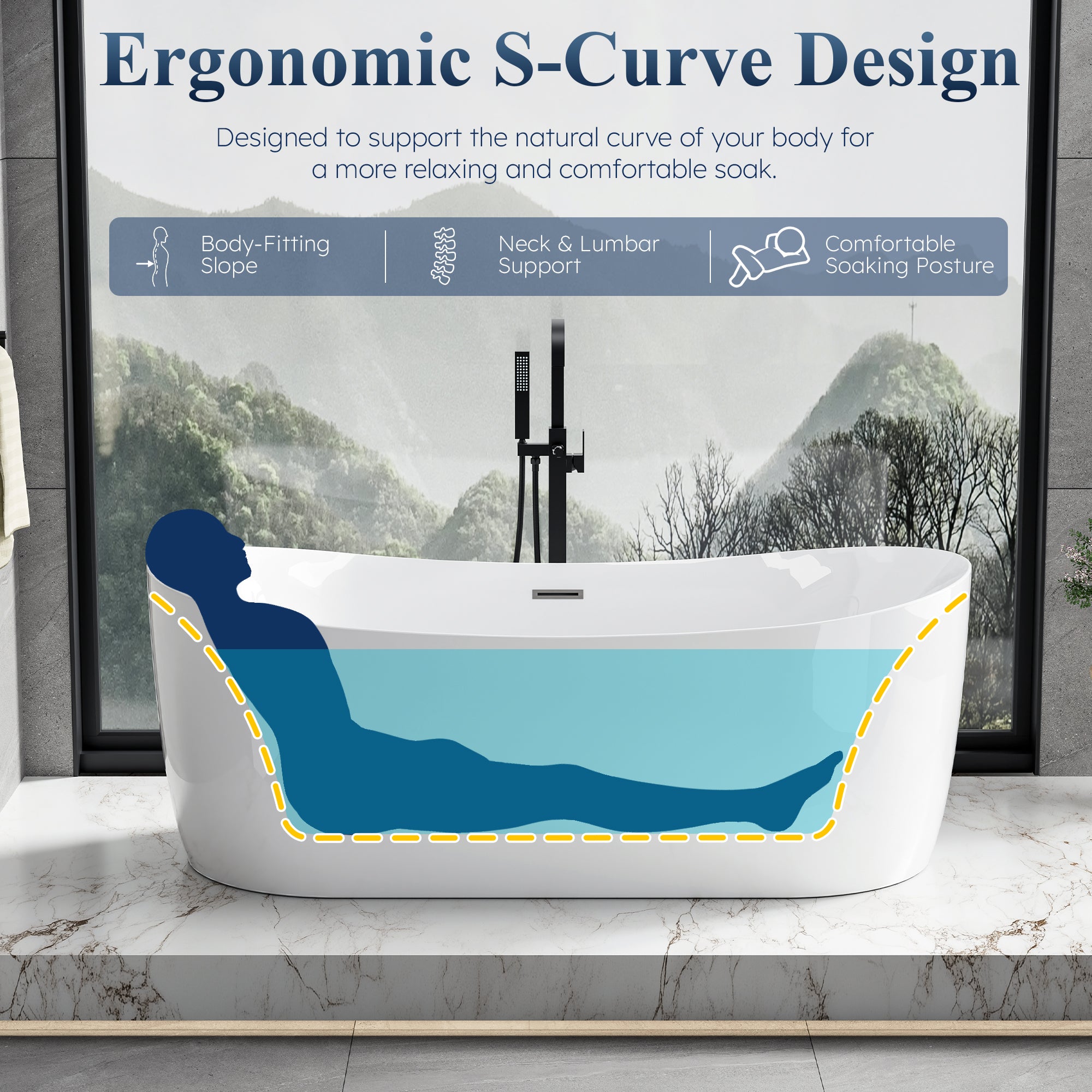 72 in. x 34 in. Acrylic Freestanding Whirlpool & Air Bubble Heated Bathtub with LED Control Panel, Water Jets, Drain & Overflow, Glossy White
