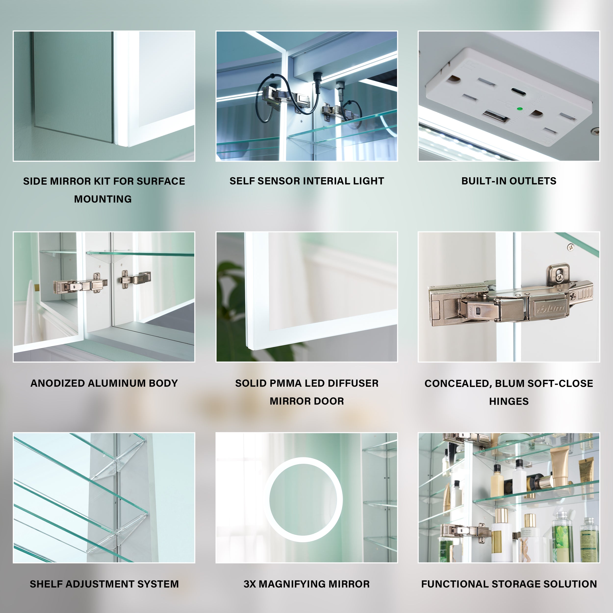 2-Pack 20" x 30" LED Medicine Cabinet with Mirror, Recessed or Surface Mount, Left/Right Hinge, Rectangular