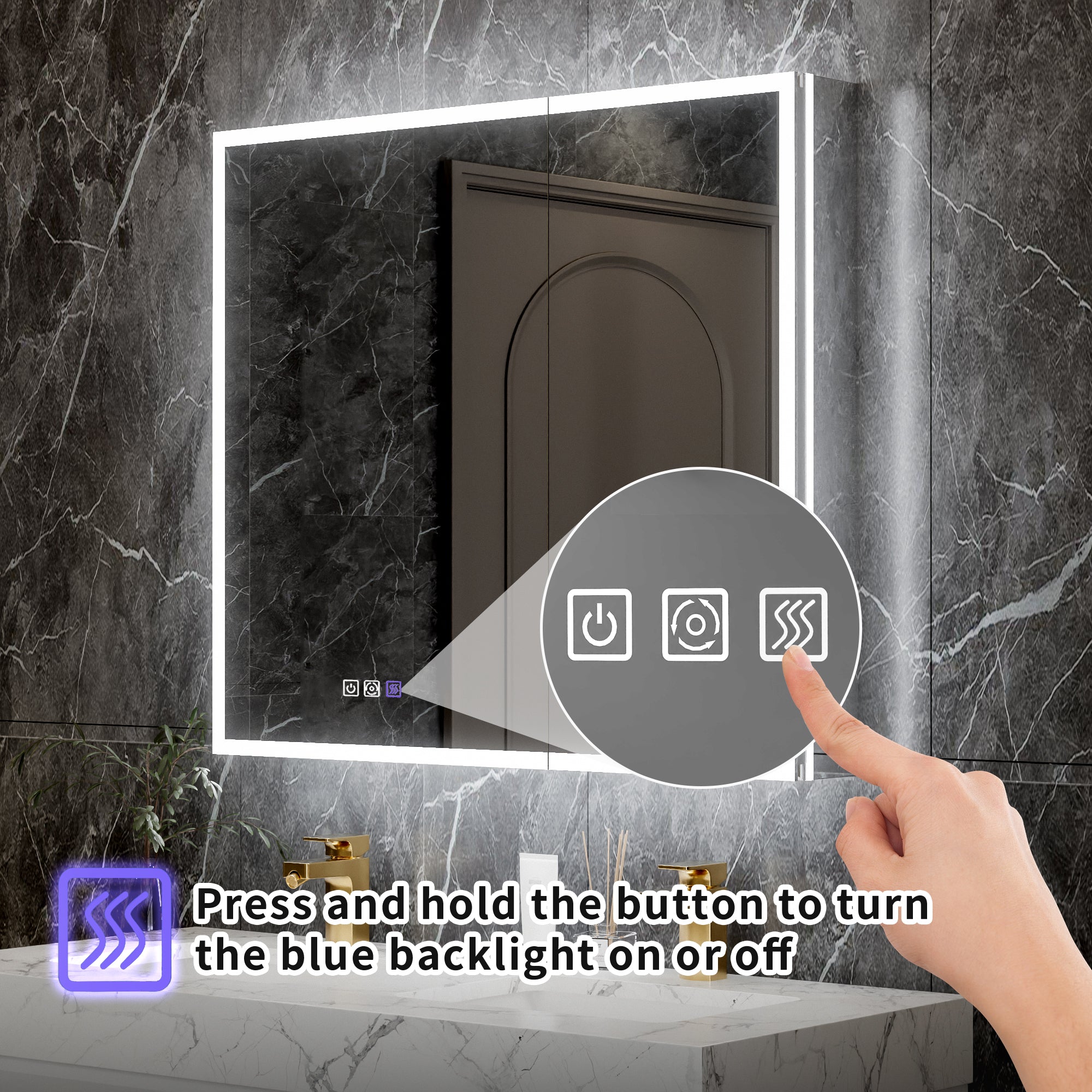 36 in. x 32 in. Recessed/Surface Mount LED Medicine Cabinet with 5X Magnifier Mirror, Aluminum Frame