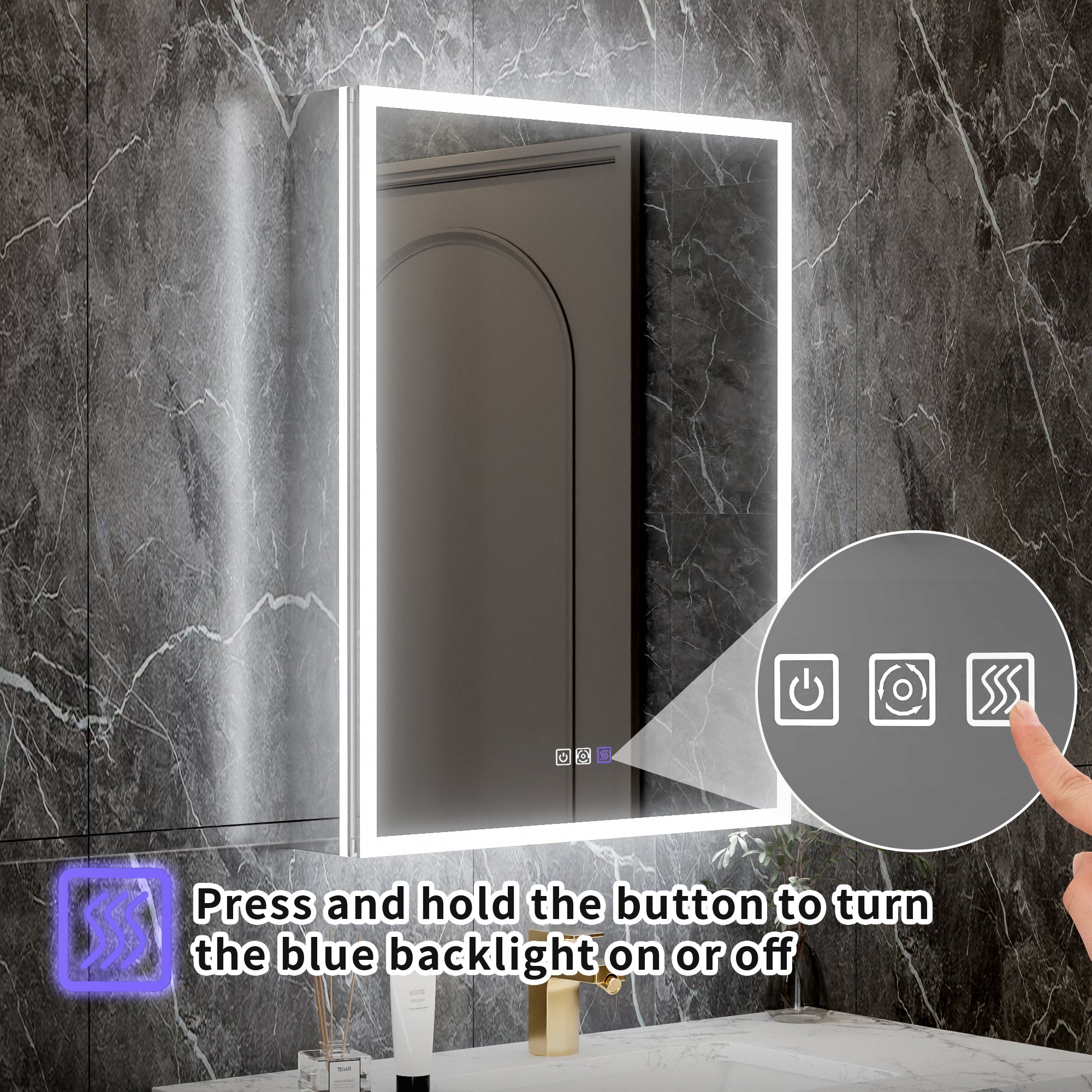 24 in. x 32 in. Recessed/Surface Mount Right LED Medicine Cabinet with 5X Magnifier Mirror, Aluminum Frame