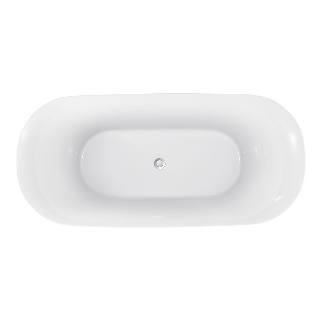 67" Acrylic Double Slipper Freestanding Flatbottom Non-Whirlpool Bathtub in White