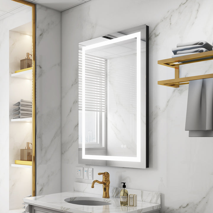 24 in. W x 36 in. H Rectangular Frameless Anti-Fog LED Light Bathroom Vanity Mirror in Aluminum