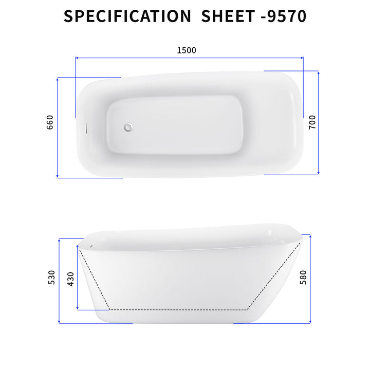 28-in W White Acrylic Freestanding Contemporary Soaking Bathtub