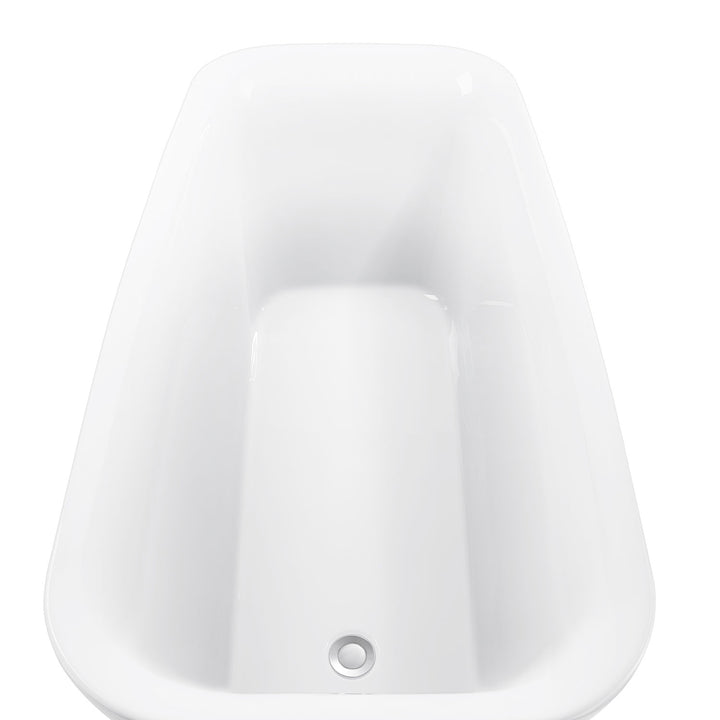 59"/63" White Acrylic Freestanding Contemporary Soaking Bathtub