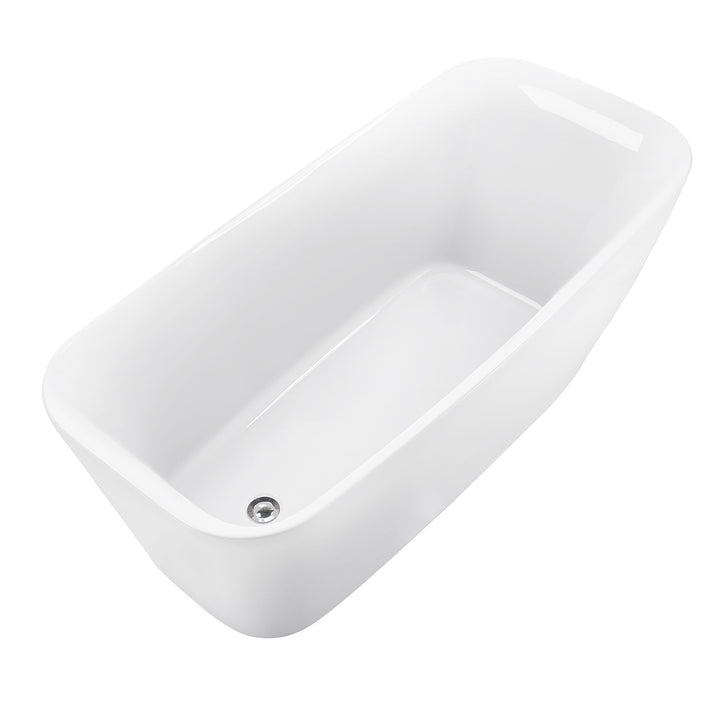 59"/63" White Acrylic Freestanding Contemporary Soaking Bathtub