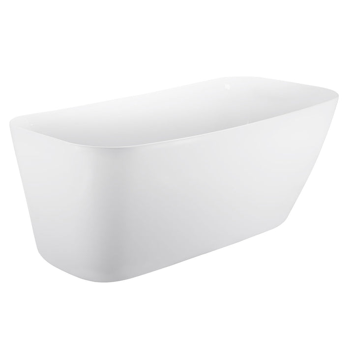 59"/63" White Acrylic Freestanding Contemporary Soaking Bathtub