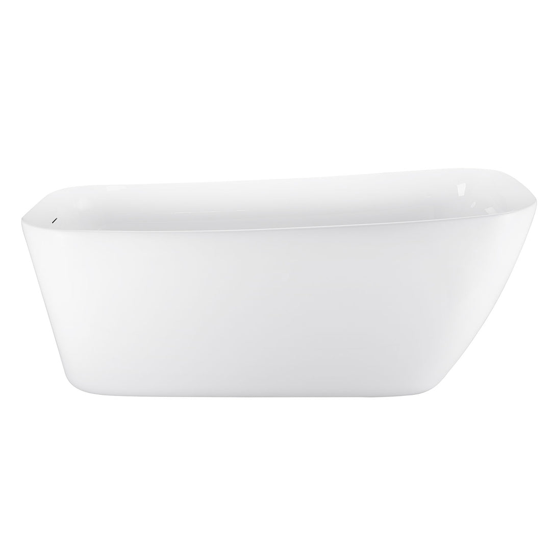 59"/63" White Acrylic Freestanding Contemporary Soaking Bathtub