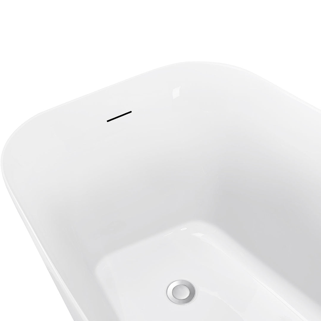 59"/63" White Acrylic Freestanding Contemporary Soaking Bathtub