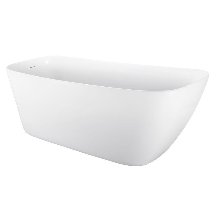 59"/63" White Acrylic Freestanding Contemporary Soaking Bathtub