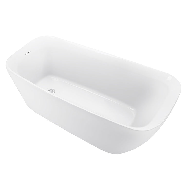 59"/63" White Acrylic Freestanding Contemporary Soaking Bathtub