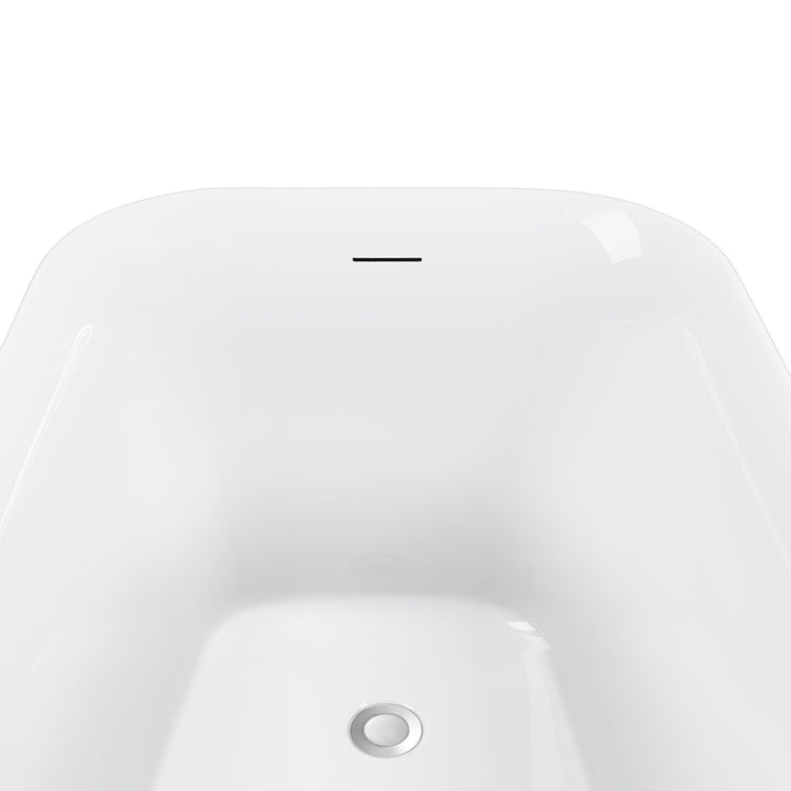 59"/63" White Acrylic Freestanding Contemporary Soaking Bathtub